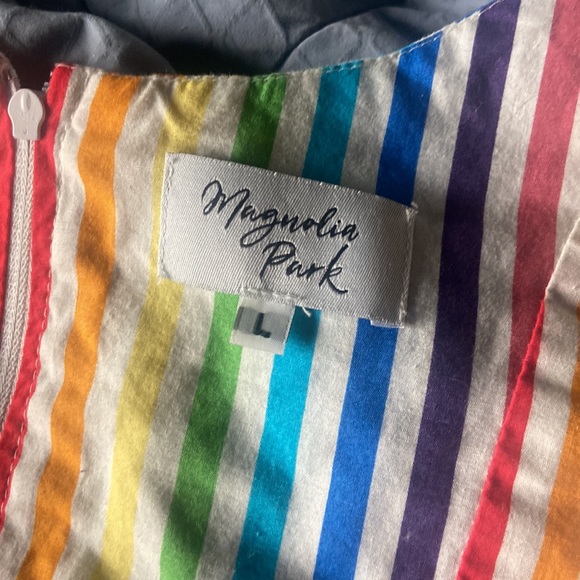Unique Vintage Magnolia Park Rainbow Striped Swing Dress - Picture 2 of 2